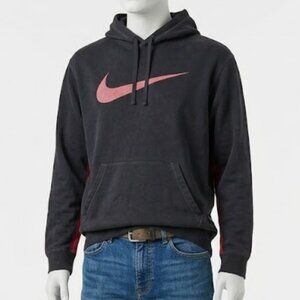 Nike Hoodie Mens XL Therma-FIT Black Red Logo Graphic Pullover Fleece